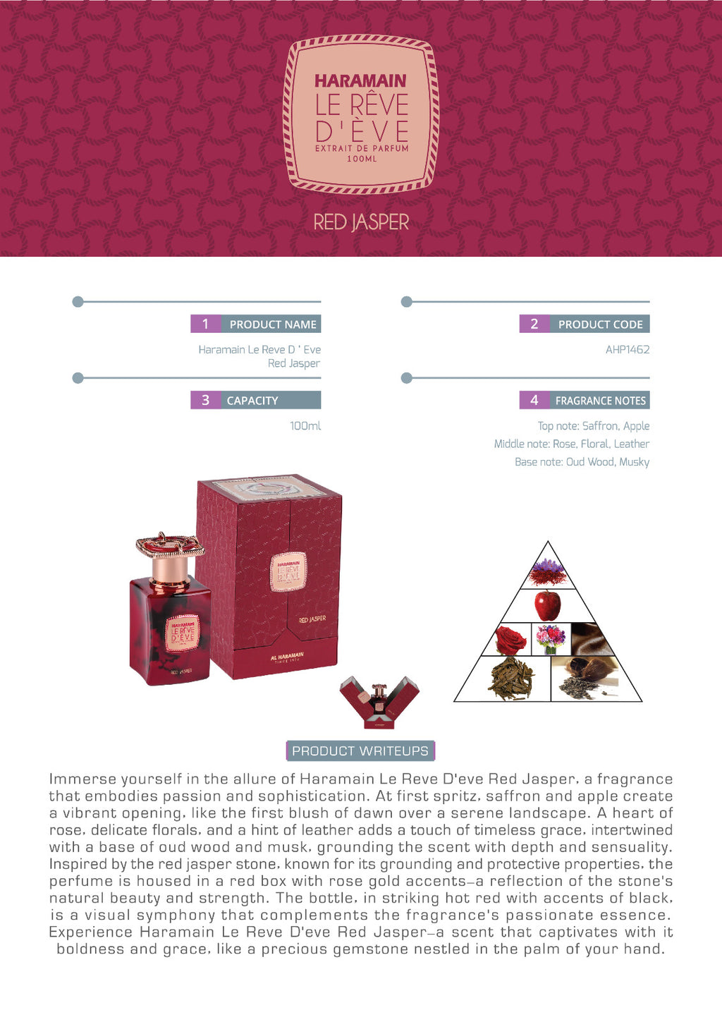 Al Haramain Le Reve D'Eve Red Jasper Extrait De Parfum 100ml